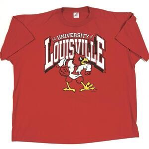 Vintage University Of Louisville Cardinals T Shirt Jerzees Sz 3XL Distressed 90s